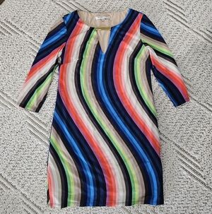 Trina Turk Bolero La Floridita Wave Rainbow Pride Stripe Festival Dress Size 4